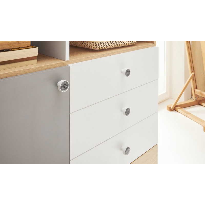 Biurko 125cm Pixel PX8 dąb biszkoptowy/biały/szary