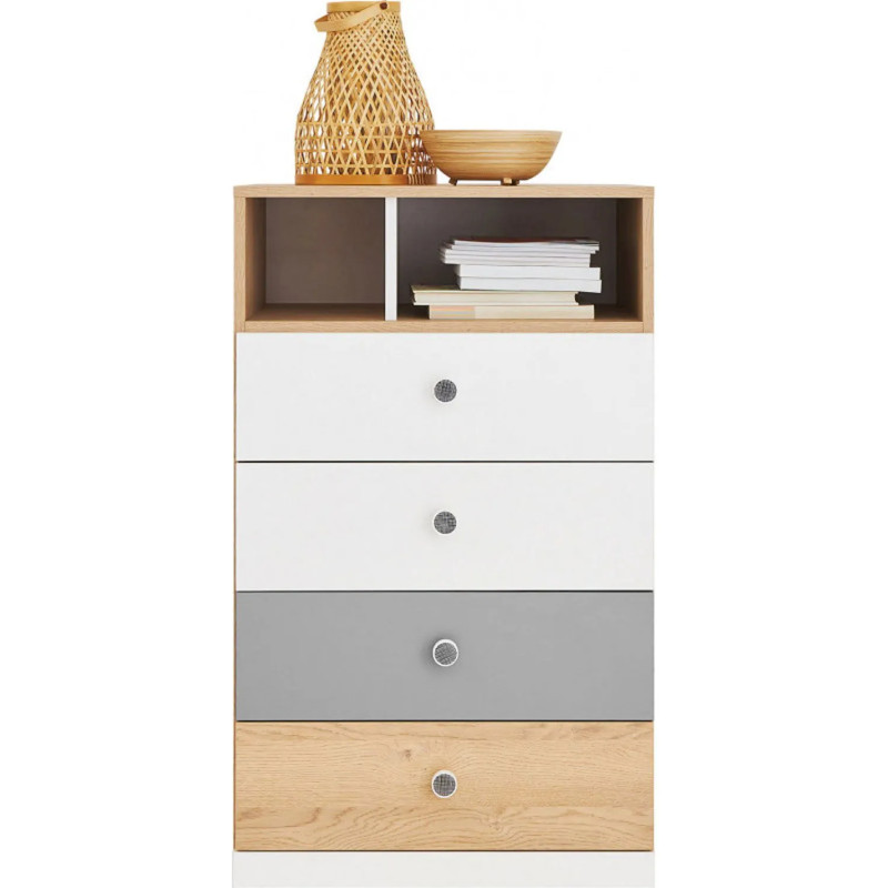 Komoda 60cm Pixel PX10 dąb biszkoptowy/biały/szary
