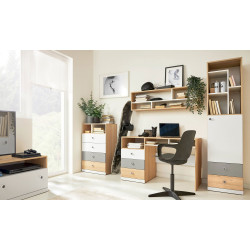 Biurko 125cm Pixel PX8 dąb biszkoptowy/biały/szary