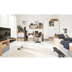 Biurko 125cm Pixel PX8 dąb biszkoptowy/biały/szary