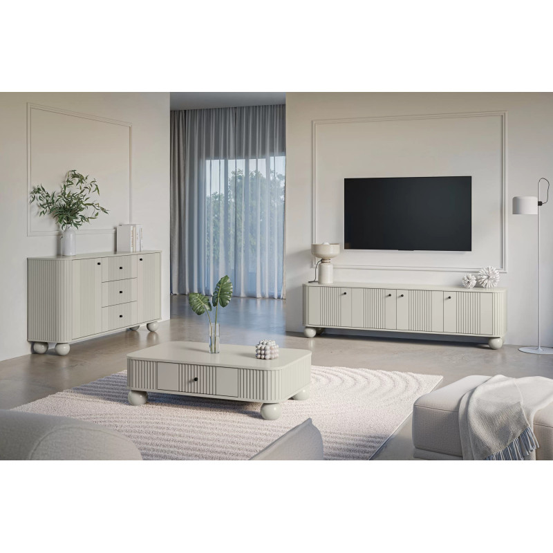 Szafka RTV Vesper 4D Kolekcja Vesper Meble Bogart kaszmir/nogi