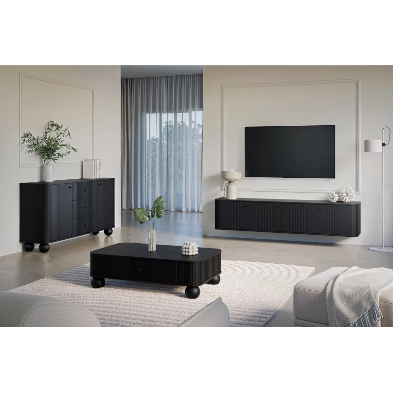 Komoda z szufladami Kolekcja Vesper Meble Bogart czarny/nogi