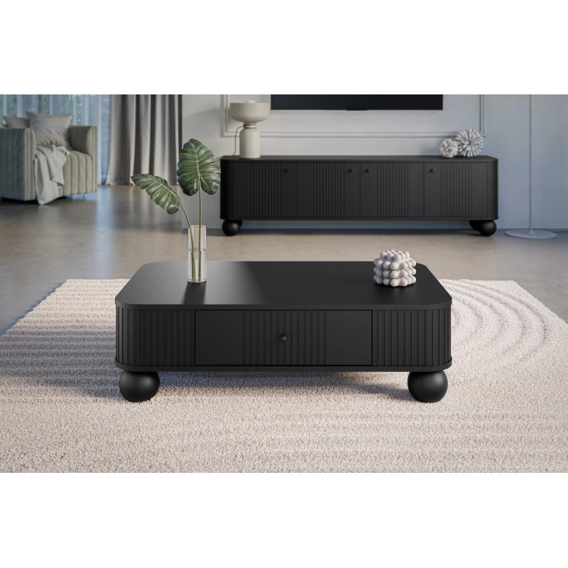 Stolik kawowy Kolekcja Vesper Meble Bogart czarny/nogi kule