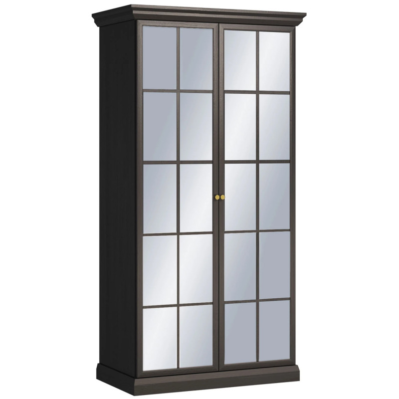 Elegancka Szafa z Lustrem Lucca Gała Meble Czarna Elegancka Szafa z Lustrem Lucca Gała Meble Czarna