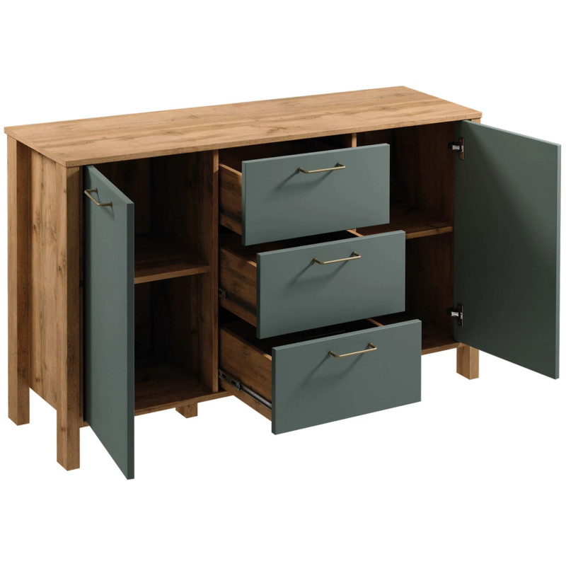 Dwudrzwiowa Komoda z Szufladami Indygo K2D3S Gała Meble Dąb