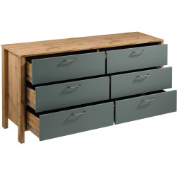 Pojemna Komoda z Szufladami Indygo K6S Gała Meble Dąb Pojemna Komoda z Szufladami Indygo K6S Gała Meble Dąb
