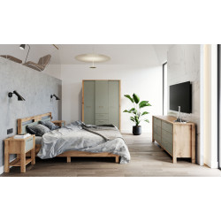 Łóżko 160x200 Indygo Gała Meble Dąb Wotan/Green Łóżko 160x200 Indygo Gała Meble Dąb Wotan/Green