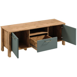 Szafka RTV Indygo Gała Meble Dąb Wotan/Green