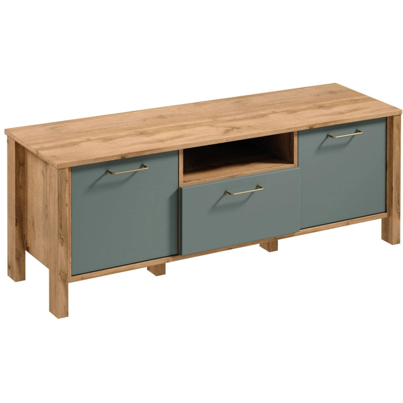 Szafka RTV Indygo Gała Meble Dąb Wotan/Green