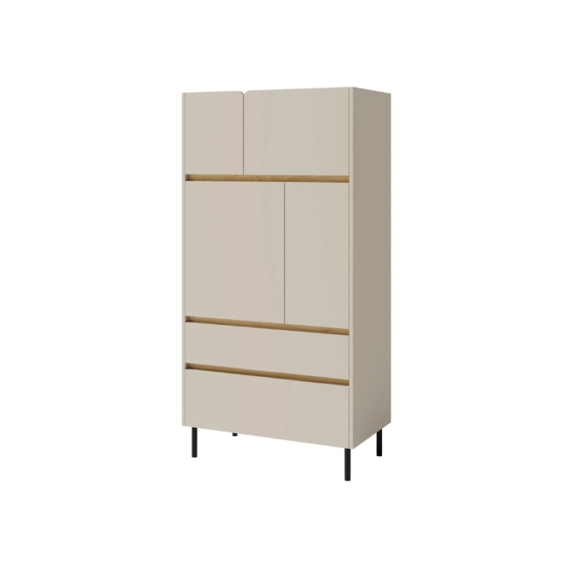 Zamknięty regał Luca LC05 beż piaskowy/dąb olejowany
