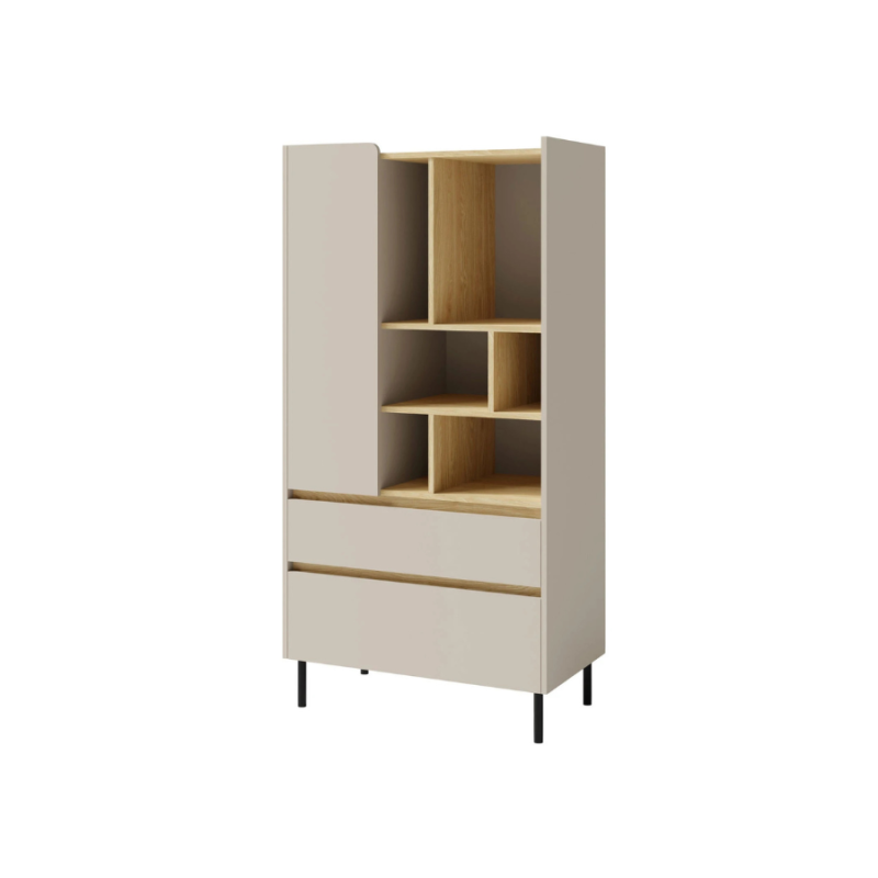 Otwarty regał Luca LC06 beż piaskowy/dąb olejowany