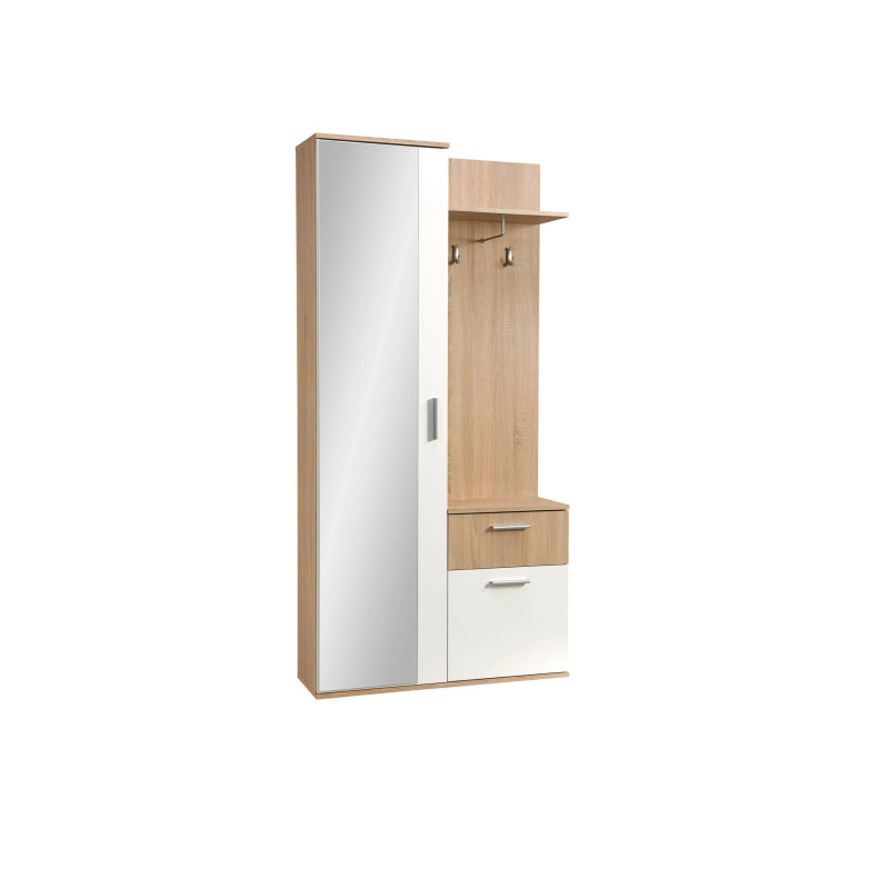 Garderoba z Lustrem Lux Jarstol Dąb Sonoma/Biały