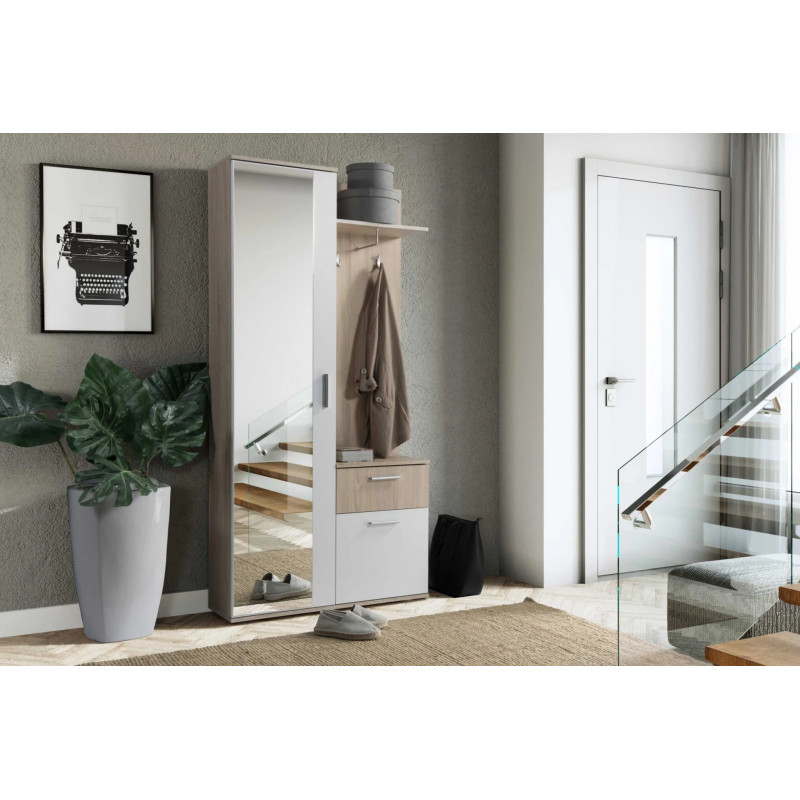 Garderoba z Lustrem Lux Jarstol Dąb Sonoma/Biały