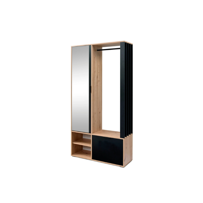 Garderoba z Lustrem Milo Jarstol Dąb Artisan/Czarny