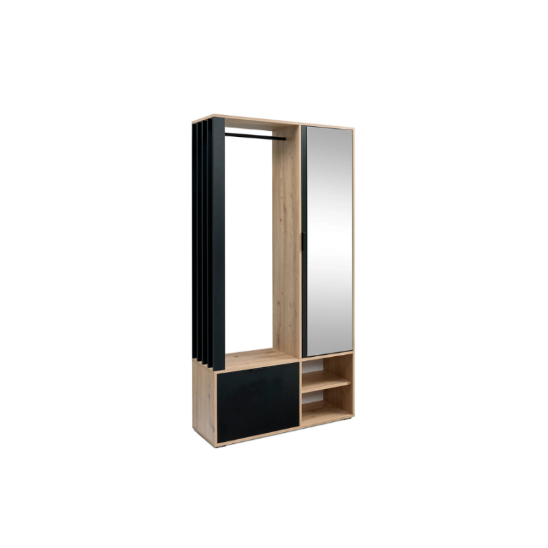 Garderoba z Lustrem Milo Jarstol Dąb Artisan/Czarny