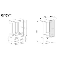 Garderoba z Lustrem Spot Uni Jarstol Cashmere