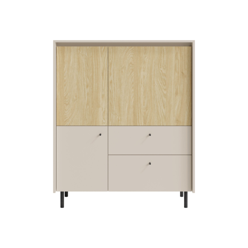 Trzydrzwiowa Komoda Malta ML1 beż piaskowy/dąb olejowany