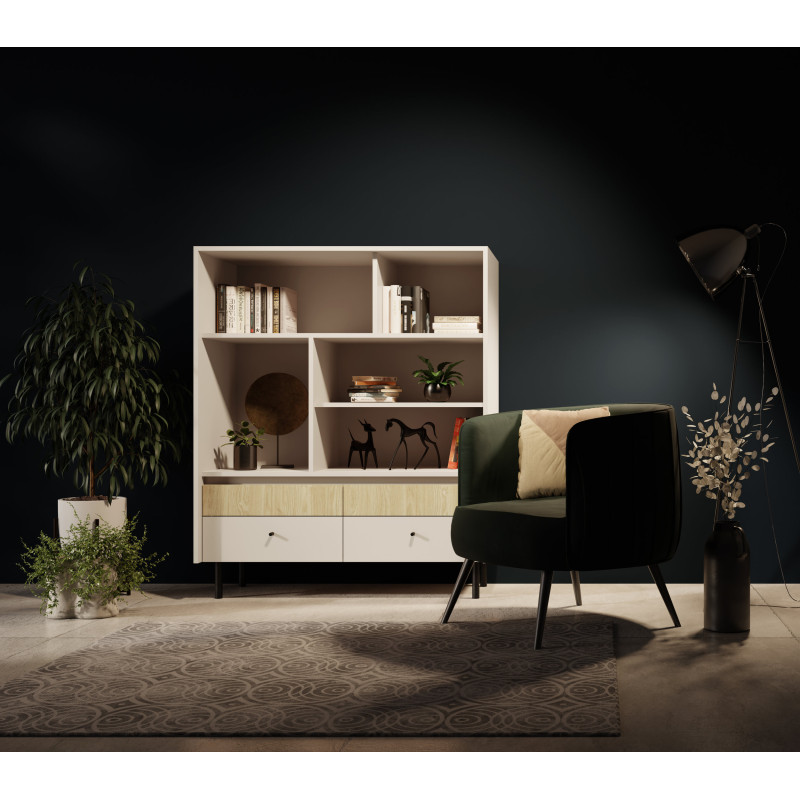 Trzydrzwiowa Komoda Malta ML1 beż piaskowy/dąb olejowany