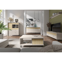 Trzydrzwiowa Komoda Malta ML1 beż piaskowy/dąb olejowany Trzydrzwiowa Komoda Malta ML1 beż piaskowy/dąb olejowany