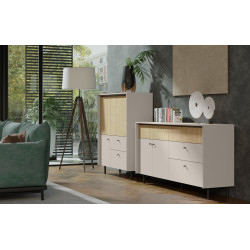 Trzydrzwiowa Komoda Malta ML1 beż piaskowy/dąb olejowany Trzydrzwiowa Komoda Malta ML1 beż piaskowy/dąb olejowany