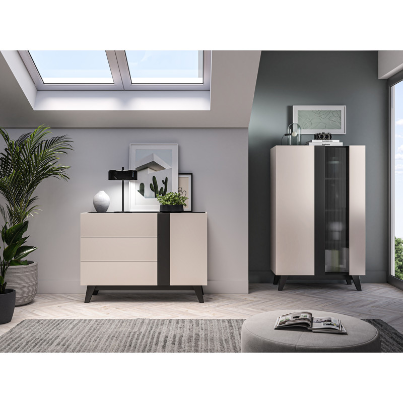 Komoda 120 Freshion 04 ML Meble Kaszmir/Czarny