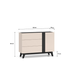 Komoda 120 Freshion 04 ML Meble Kaszmir/Czarny