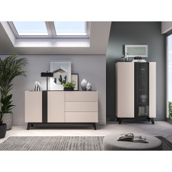 Witryna Freshion 02 ML Meble Kaszmir/Czarny