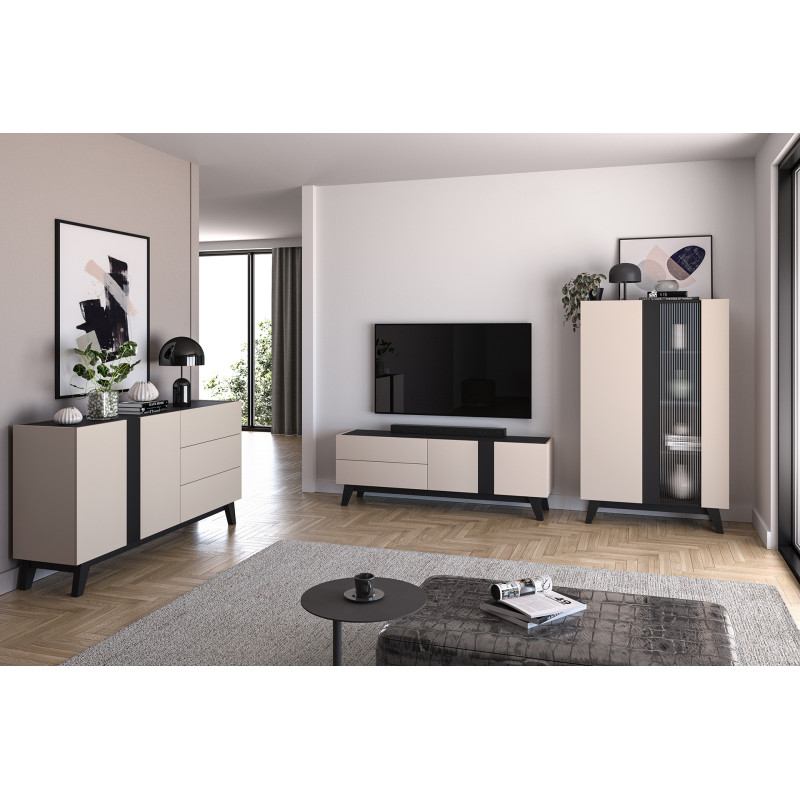 Witryna Freshion 02 ML Meble Kaszmir/Czarny