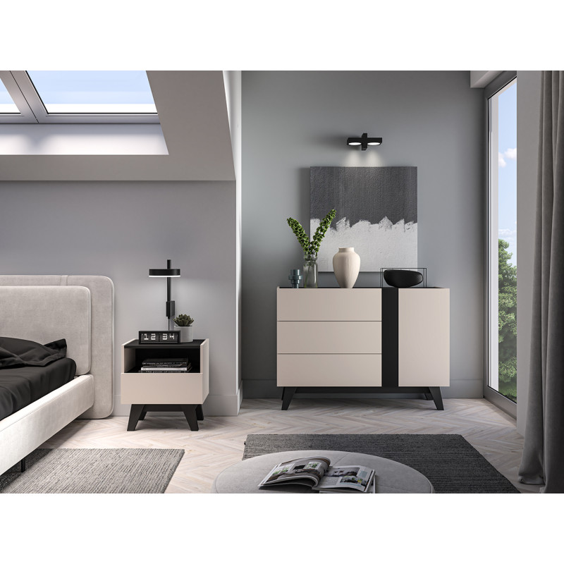 Szafka Nocna Freshion 06 ML Meble Kaszmir/Czarny