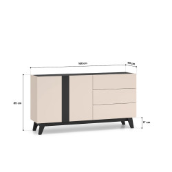 Komoda 160 Freshion 03 ML Meble Kaszmir/Czarny