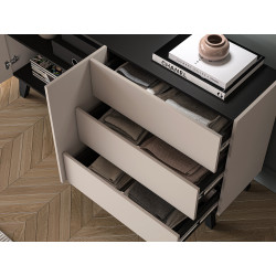 Komoda 160 Freshion 03 ML Meble Kaszmir/Czarny