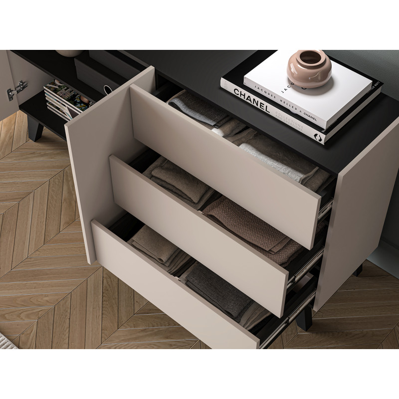 Komoda 160 Freshion 03 ML Meble Kaszmir/Czarny