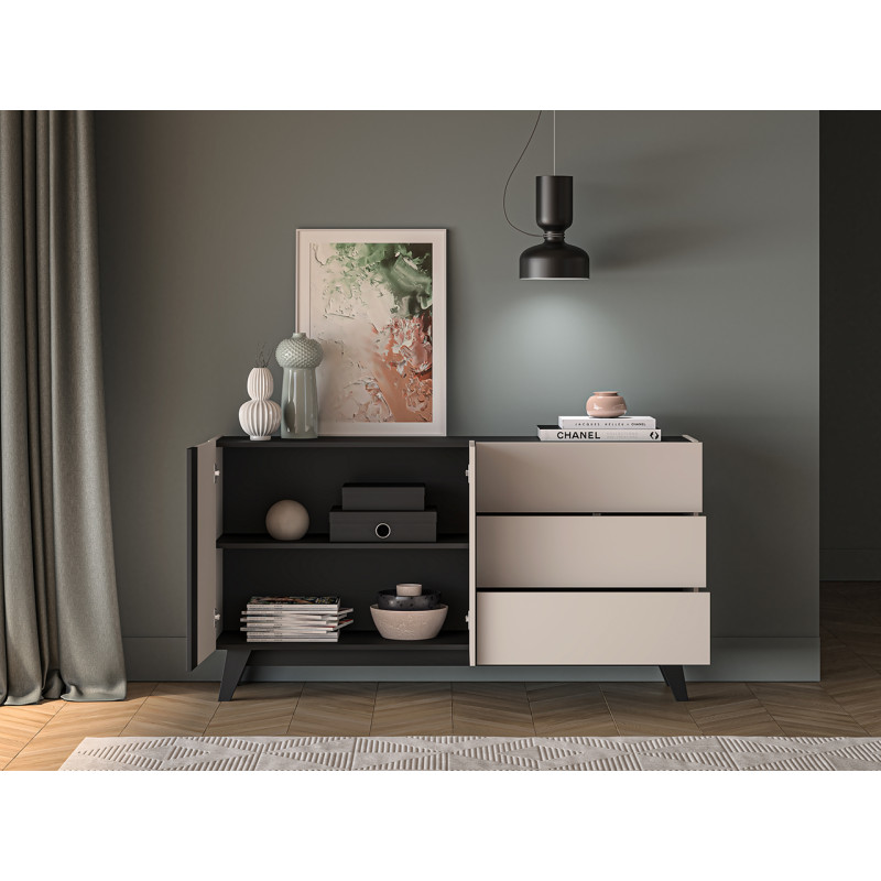 Komoda 160 Freshion 03 ML Meble Kaszmir/Czarny