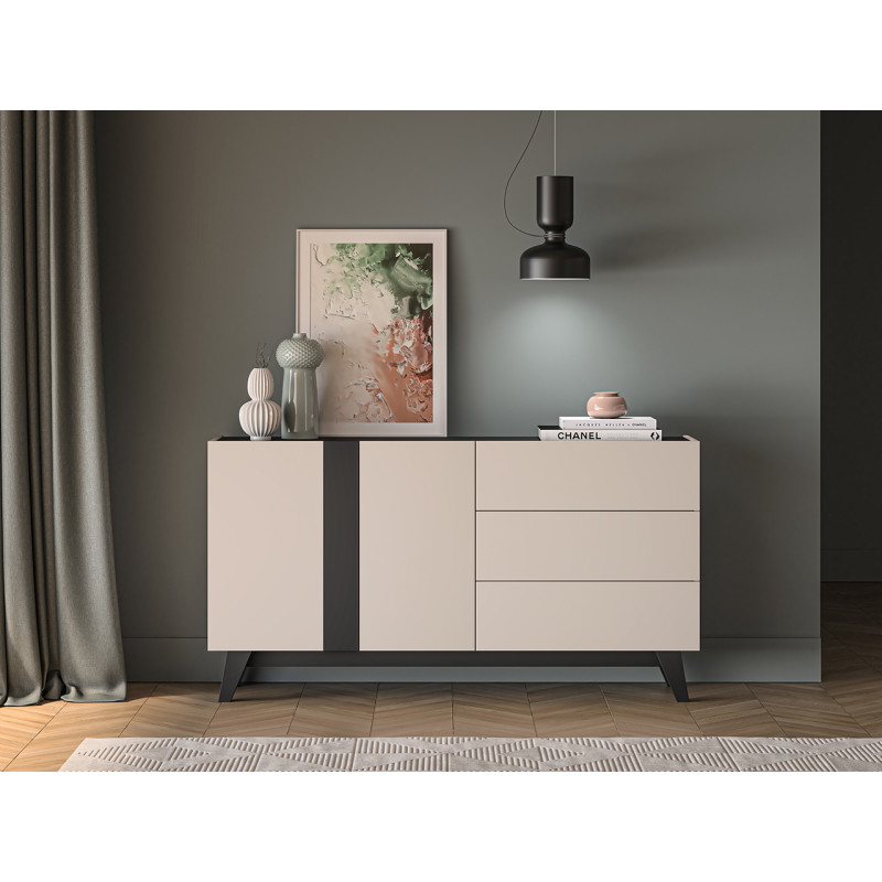 Komoda 160 Freshion 03 ML Meble Kaszmir/Czarny