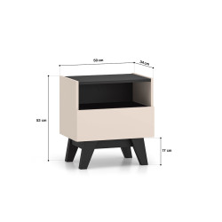 Szafka Nocna Freshion 06 ML Meble Kaszmir/Czarny