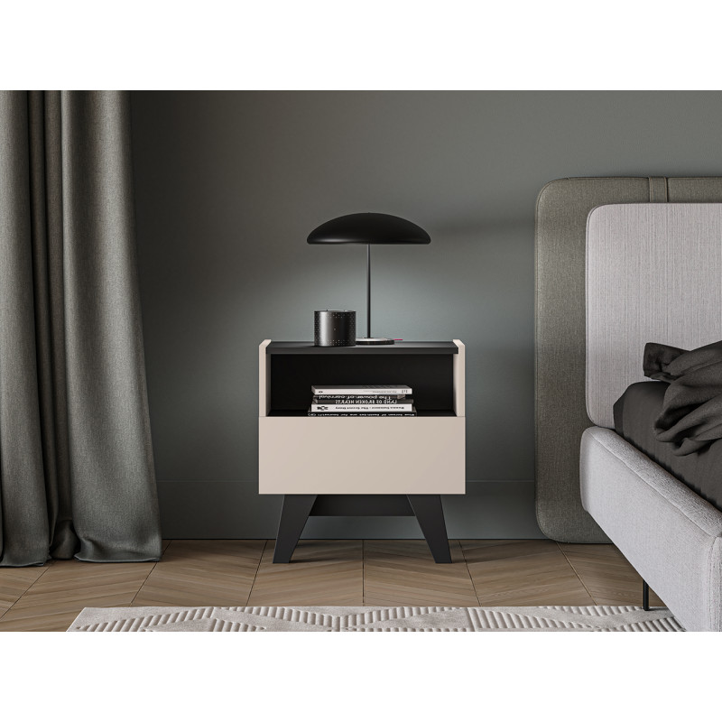 Szafka Nocna Freshion 06 ML Meble Kaszmir/Czarny