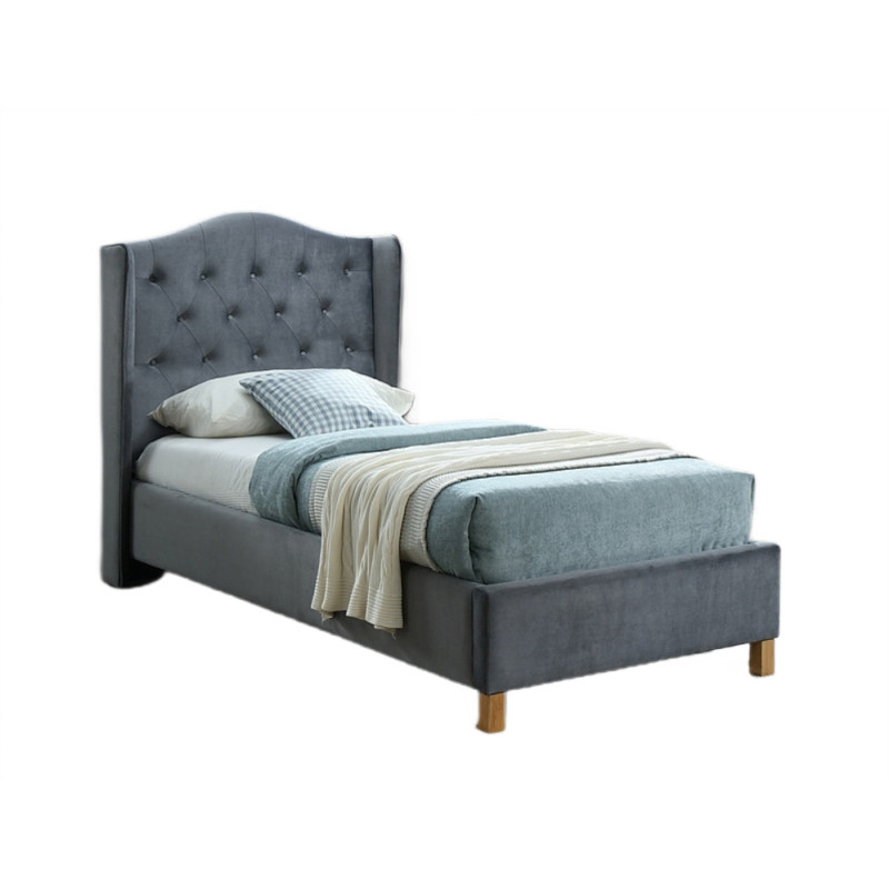 ŁÓŻKO ASPEN VELVET 90x200 KOLOR SZARY/DĄB TAPICERKA BLUVEL 14 ŁÓŻKO ASPEN VELVET 90x200 KOLOR SZARY/DĄB TAPICERKA BLUVEL 14