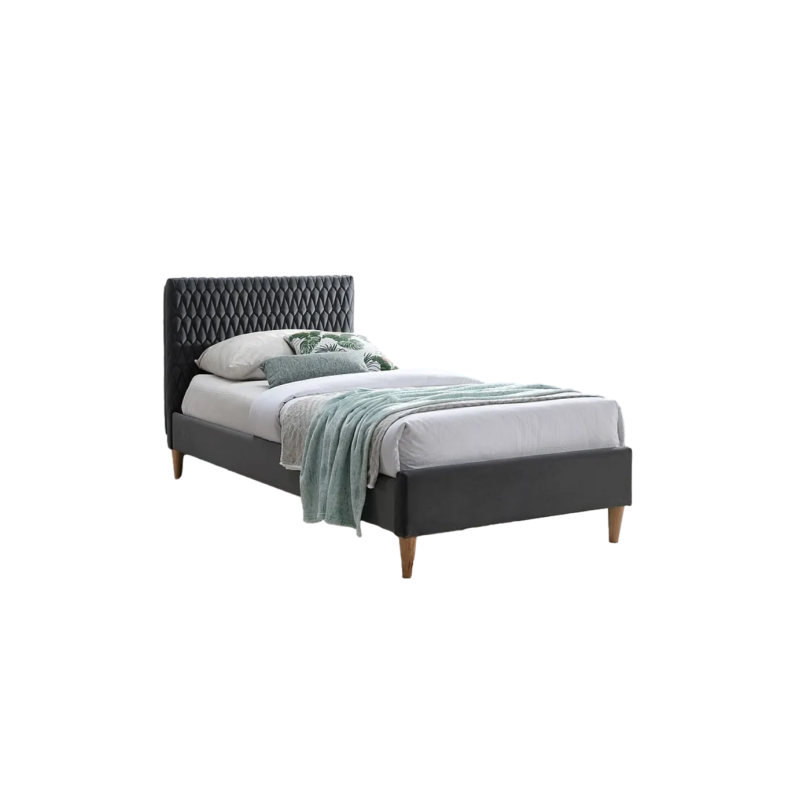 ŁÓŻKO AZURRO VELVET 90X200 KOLOR SZARY/DĄB BLUVEL 14 ŁÓŻKO AZURRO VELVET 90X200 KOLOR SZARY/DĄB BLUVEL 14