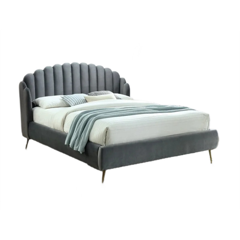 ŁÓŻKO CALABRIA VELVET 160x200 KOLOR SZARY/ZŁOTY TAPICERKA ŁÓŻKO CALABRIA VELVET 160x200 KOLOR SZARY/ZŁOTY TAPICERKA