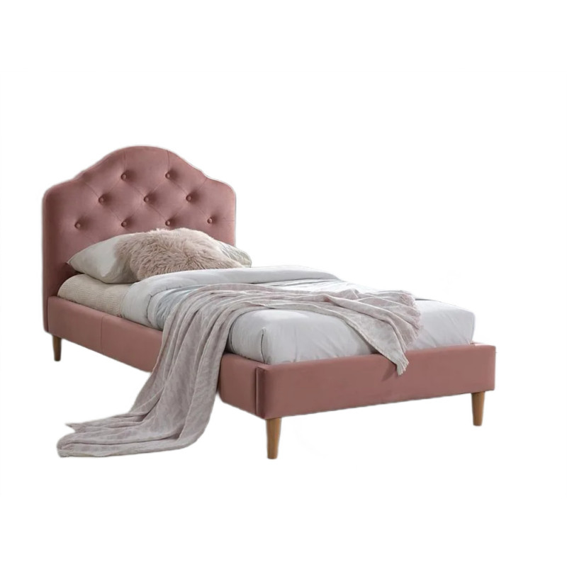 ŁÓŻKO CHLOE VELVET 90X200 ANTYCZNY RÓŻ/DĄB TAP. BLUVEL 52