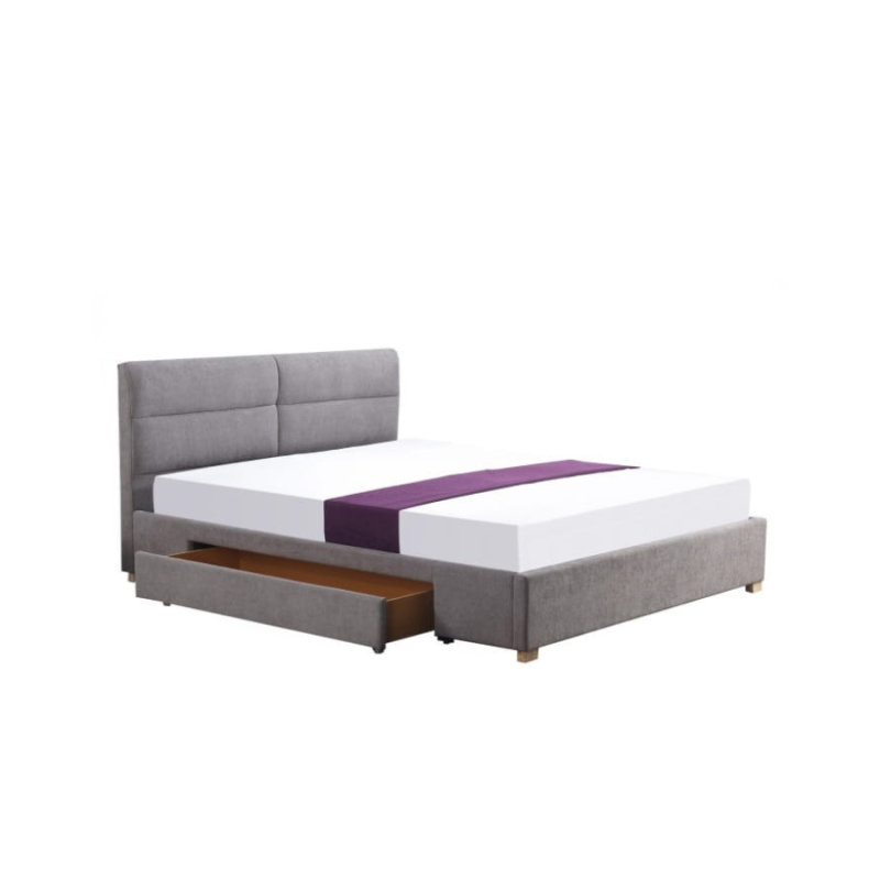 Łóżko tapicerowane MEDIOLAN 160x200 z szufladą szare