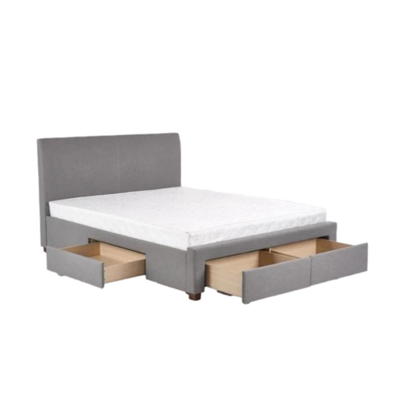 Łóżko tapicerowane 160x200 MATERA z szufladami szare
