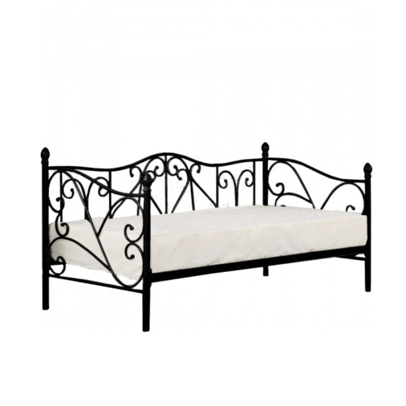 Łóżko SORA 90x200 z metalowymi akcentami czarne