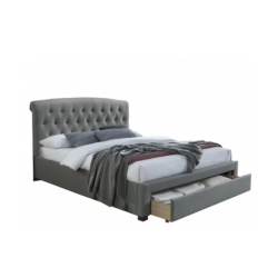 Łóżko ALATRI 160x200 z pikowanym zagłówkiem i szufladą szare