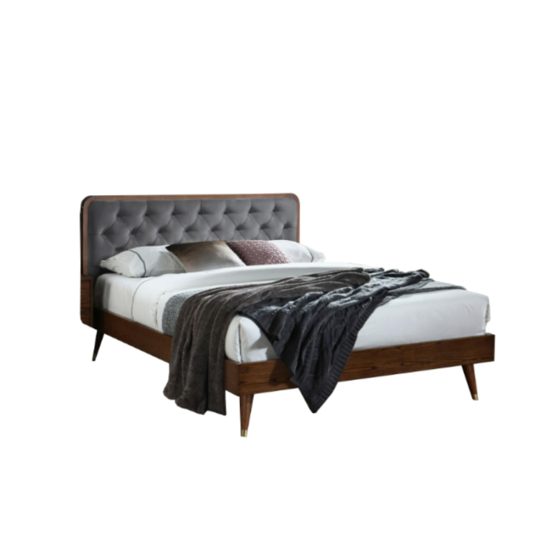 Łóżko CREMA 160x200 z pikowanym zagłówkiem na drewnianych