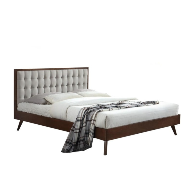 Łóżko klasyczne RAWENNA 160x200 beżowe/orzech