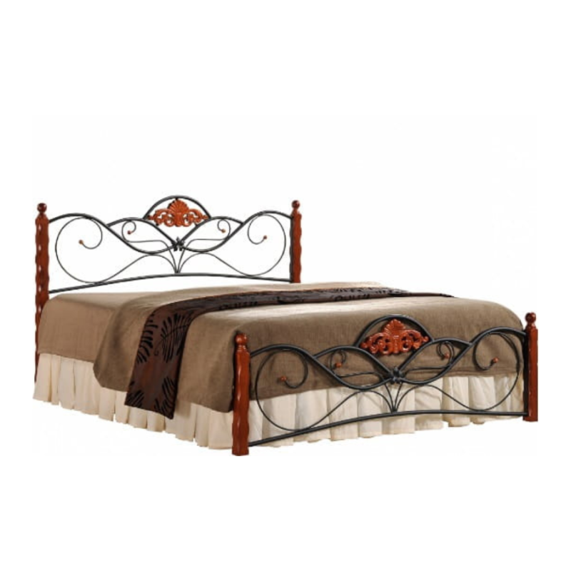 Łóżko eleganckie COMO 160x200 czereśnia antyczna/czarne