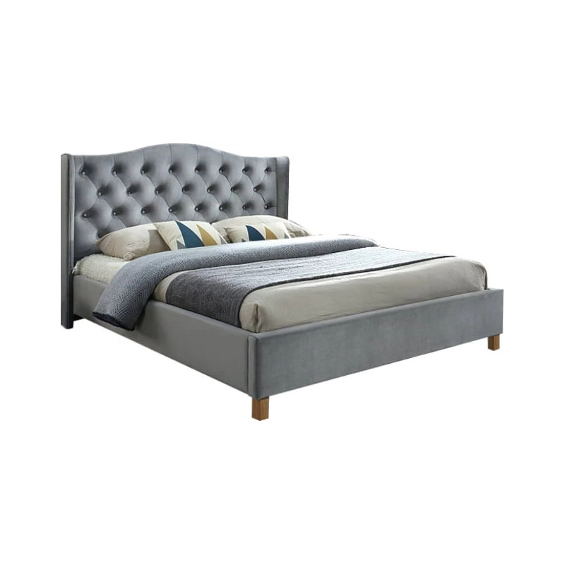 ŁÓŻKO ASPEN VELVET 160x200 KOLOR SZARY/DĄB TAPICERKA BLUVEL 14 ŁÓŻKO ASPEN VELVET 160x200 KOLOR SZARY/DĄB TAPICERKA BLUVEL 14