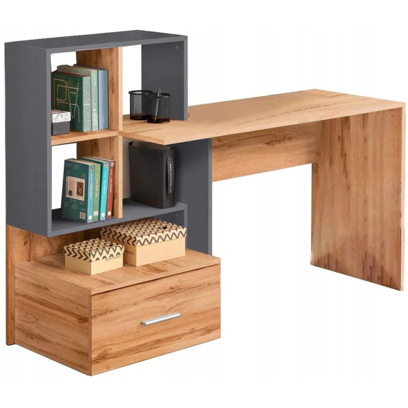 GROSSO biurko dąb wotan / antracyt (1p 1szt)