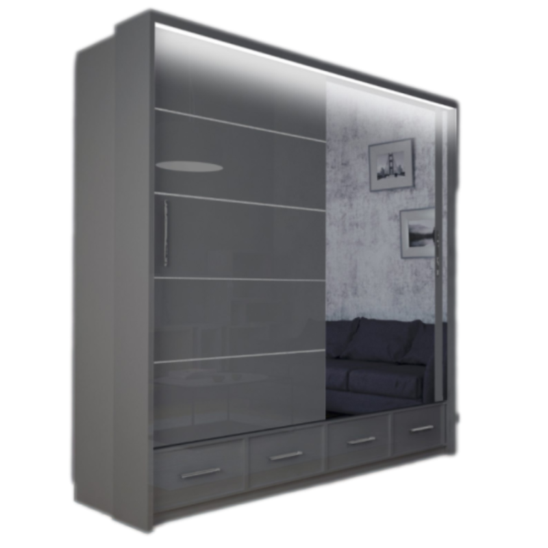 Szafa przesuwna Onyx z lustrem i oświetleniem LED 203cm